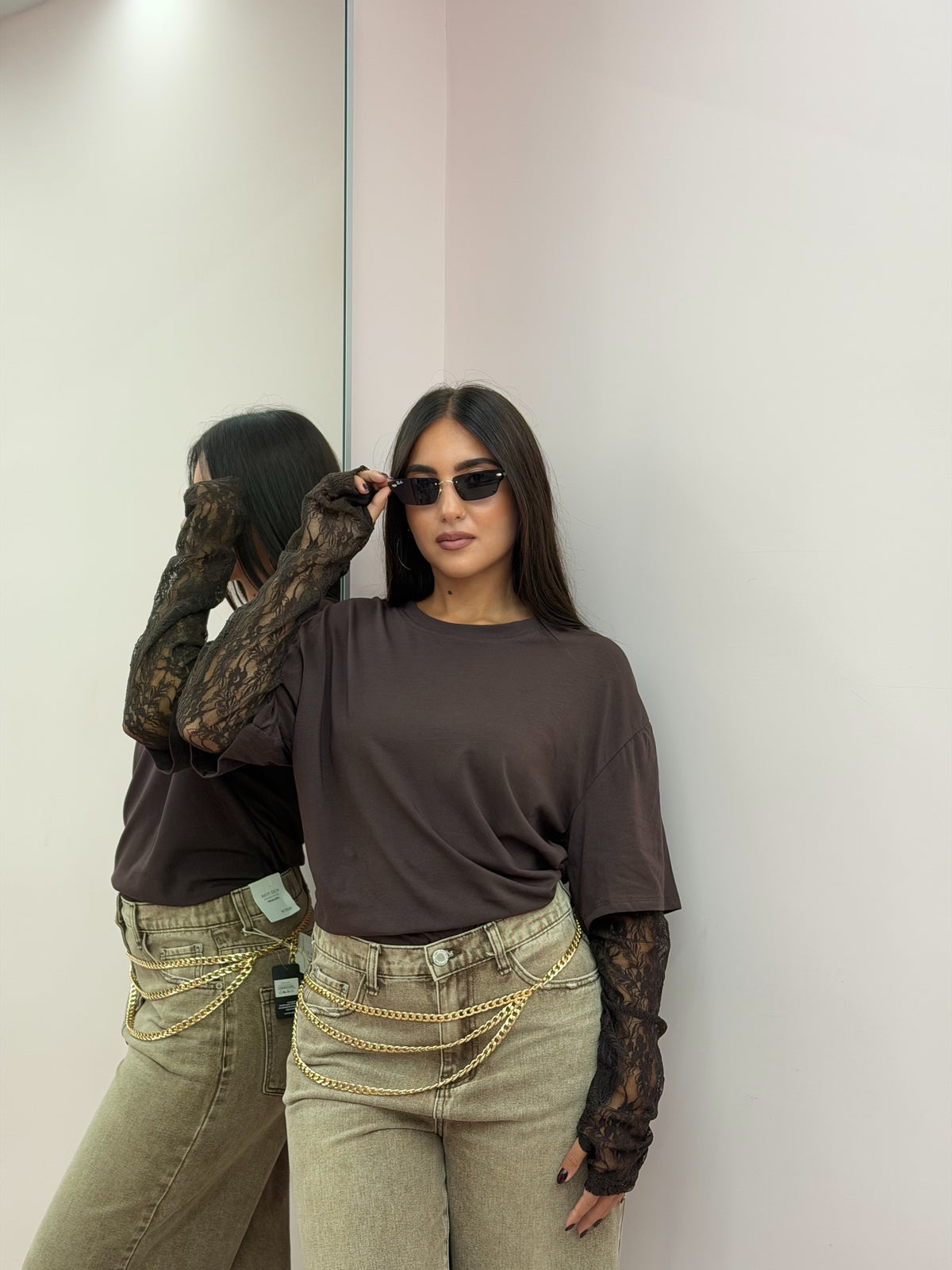 Maglia “Manica in pizzo Brown”