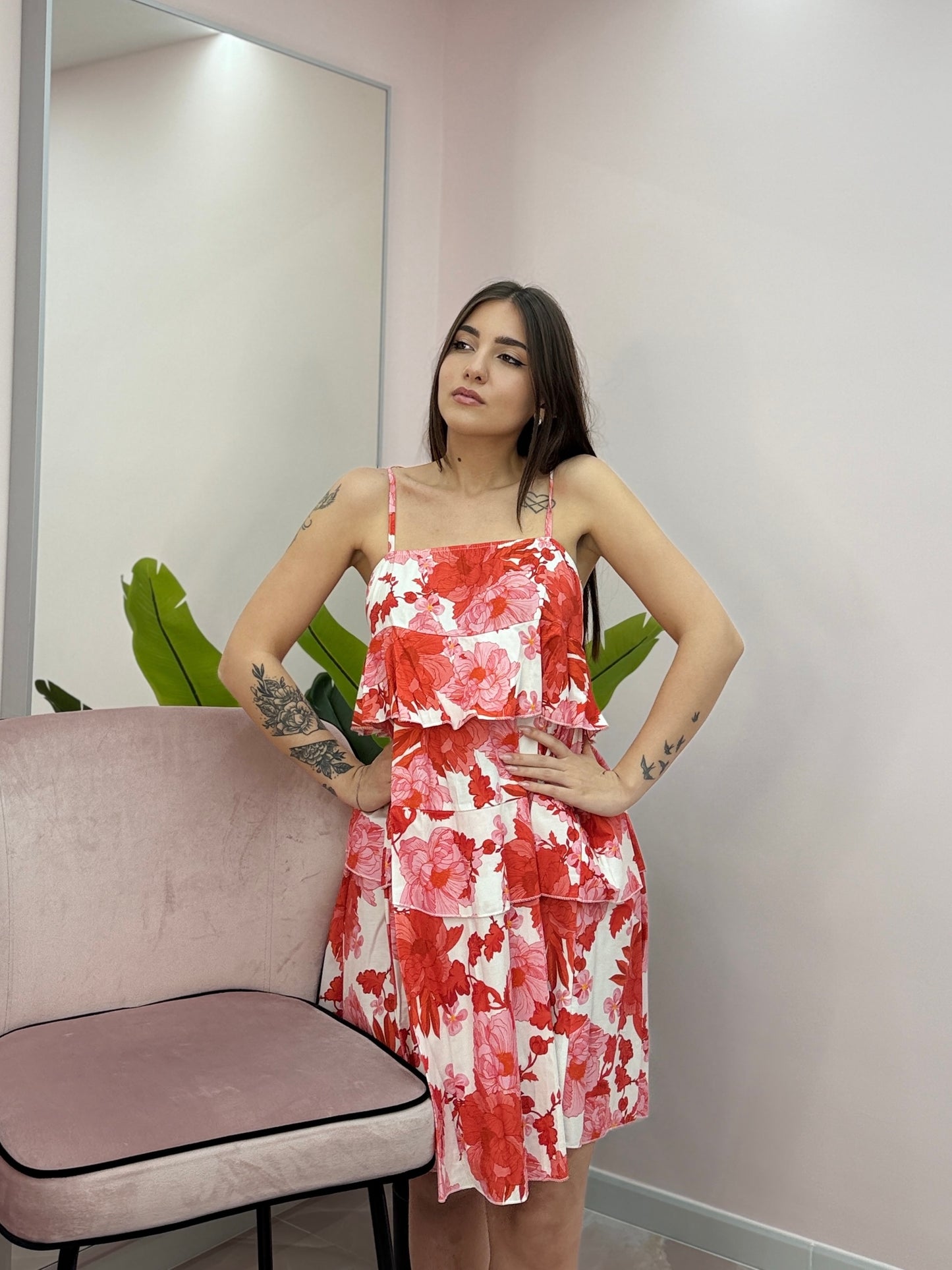 DRESS RED FLOWERS