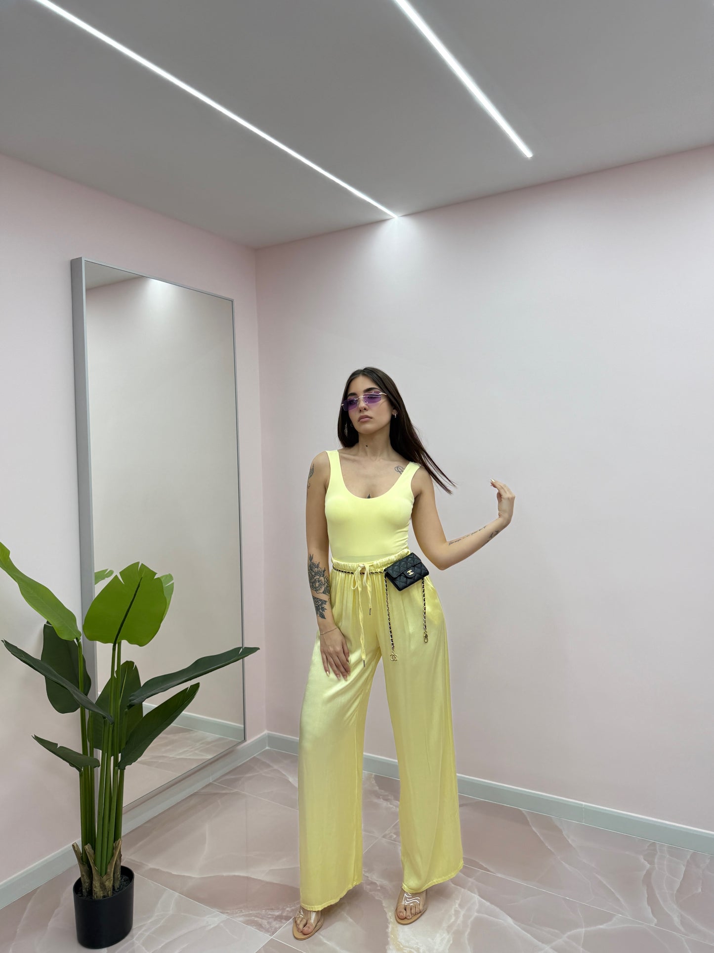 PANTALONE SATINATO GIALLO