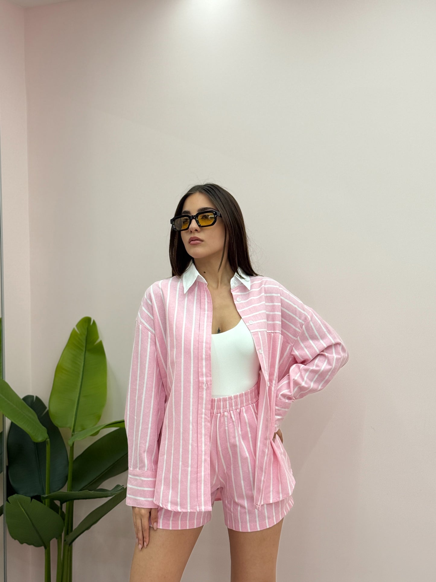 COORDINATO RIGHE ROSA