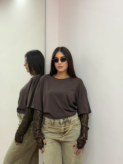 Maglia “Manica in pizzo Brown”