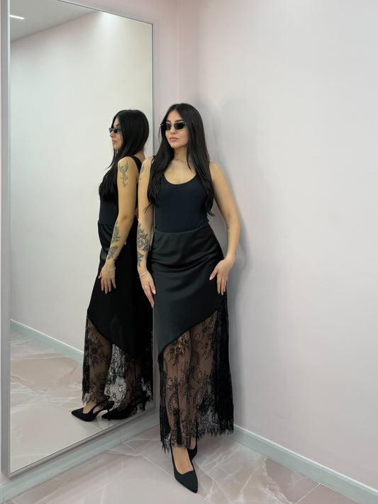 LONGUETTE BLACK RASO E PIZZO