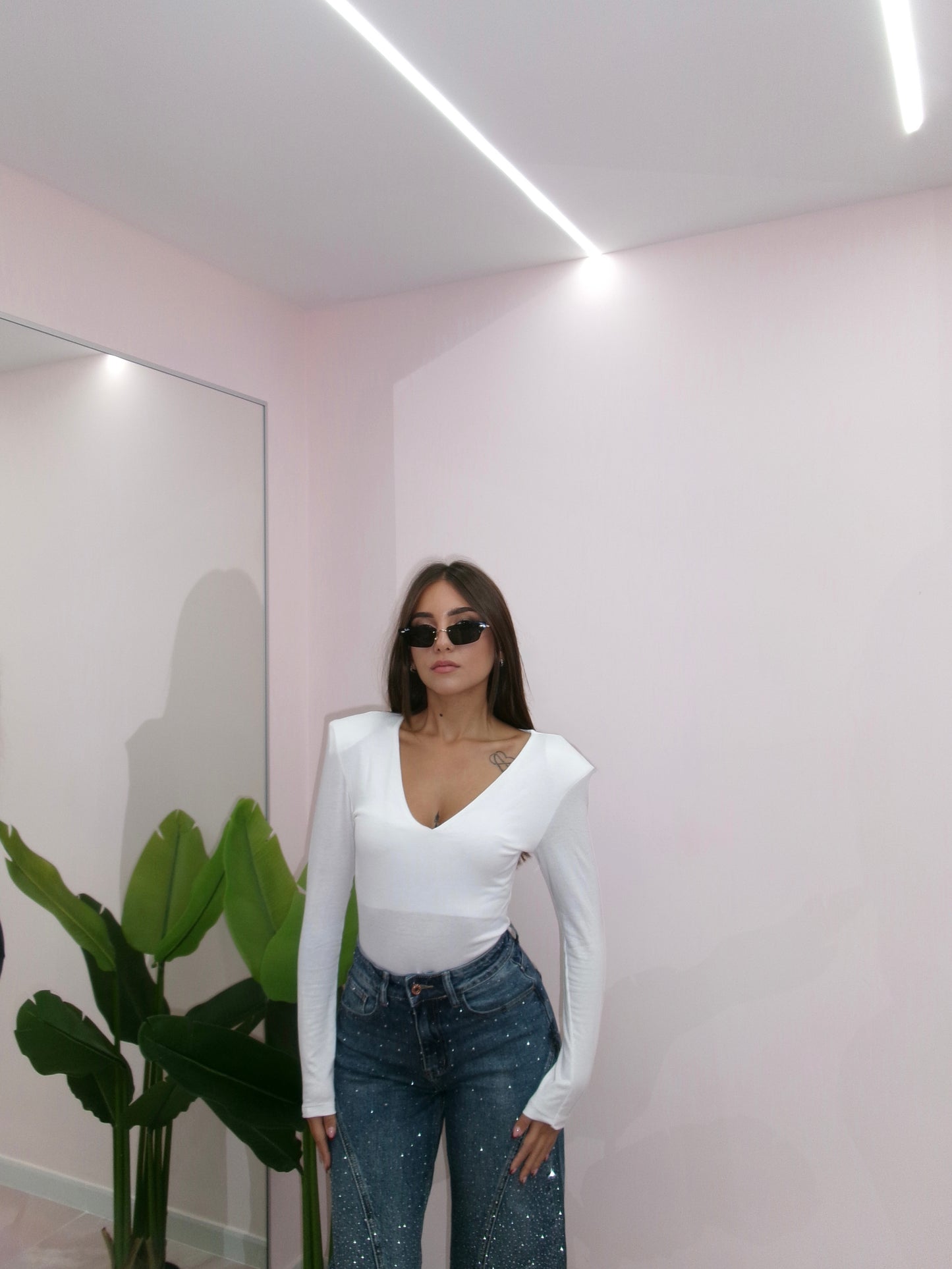 BODY CON SPALLINE BIANCO