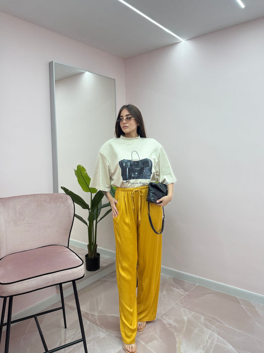 PANTALONE SATINATO GIALLO