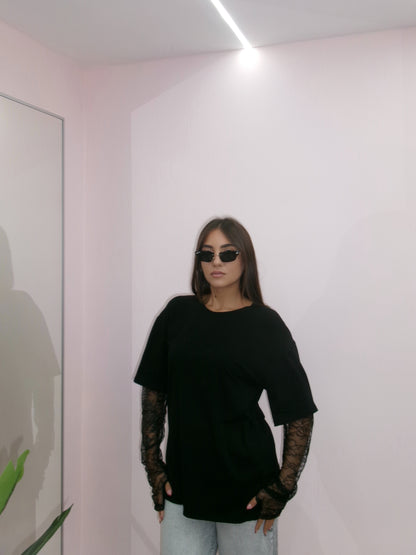 MAGLIA MANICA IN PIZZO