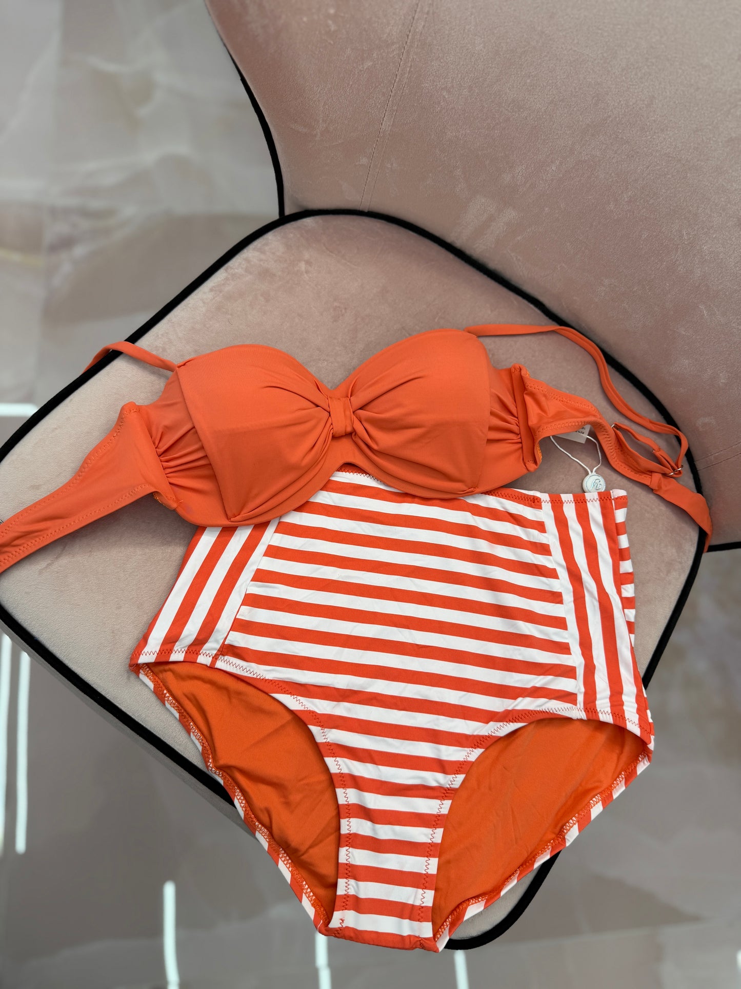 COSTUME RIGHE E ARANCIO VITA ALTA