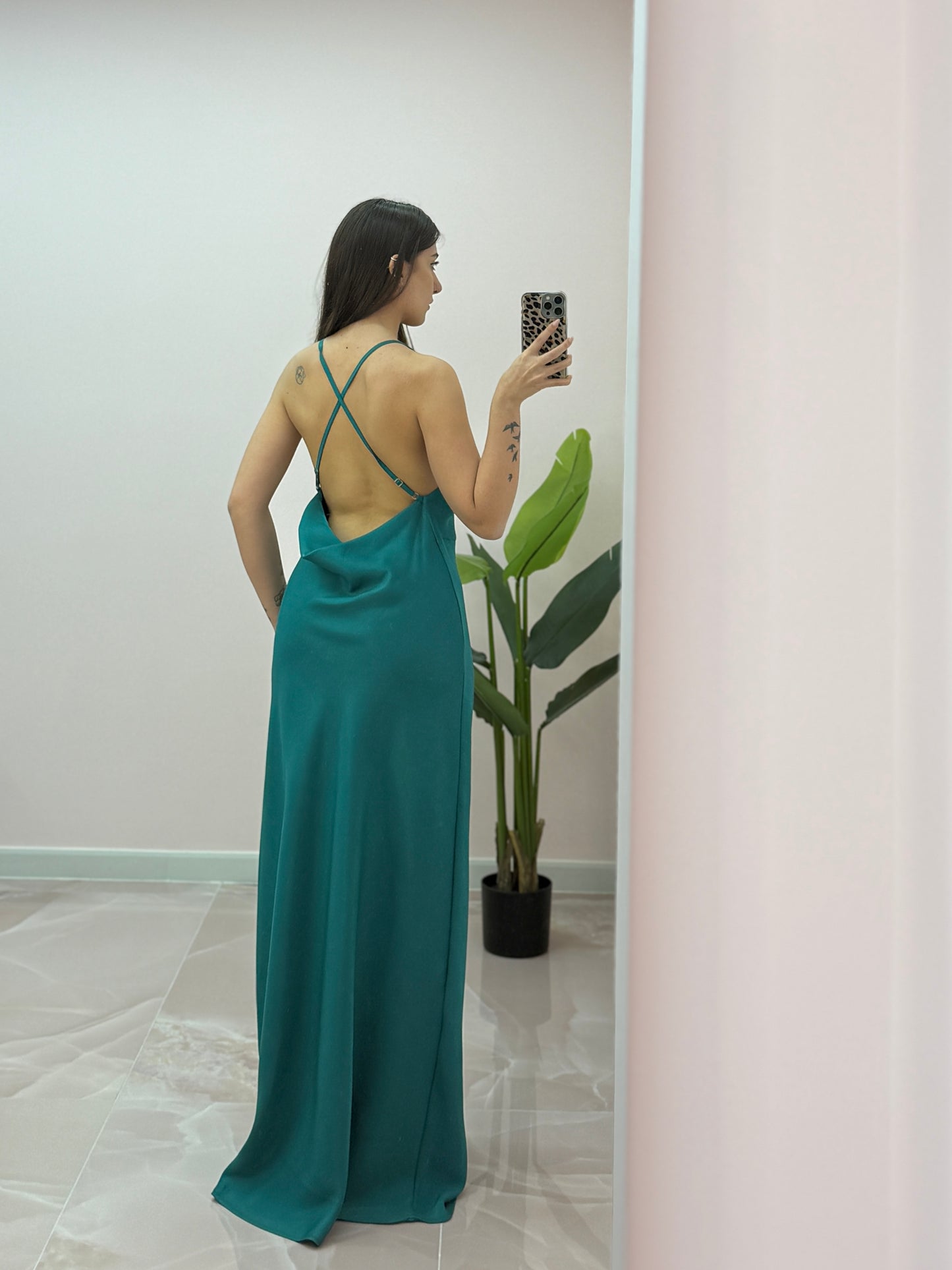 DRESS JASMINE IN RASO SMERALDO