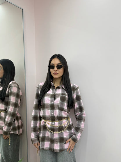 CAMICIA ROSA E MARRONE QUADRI