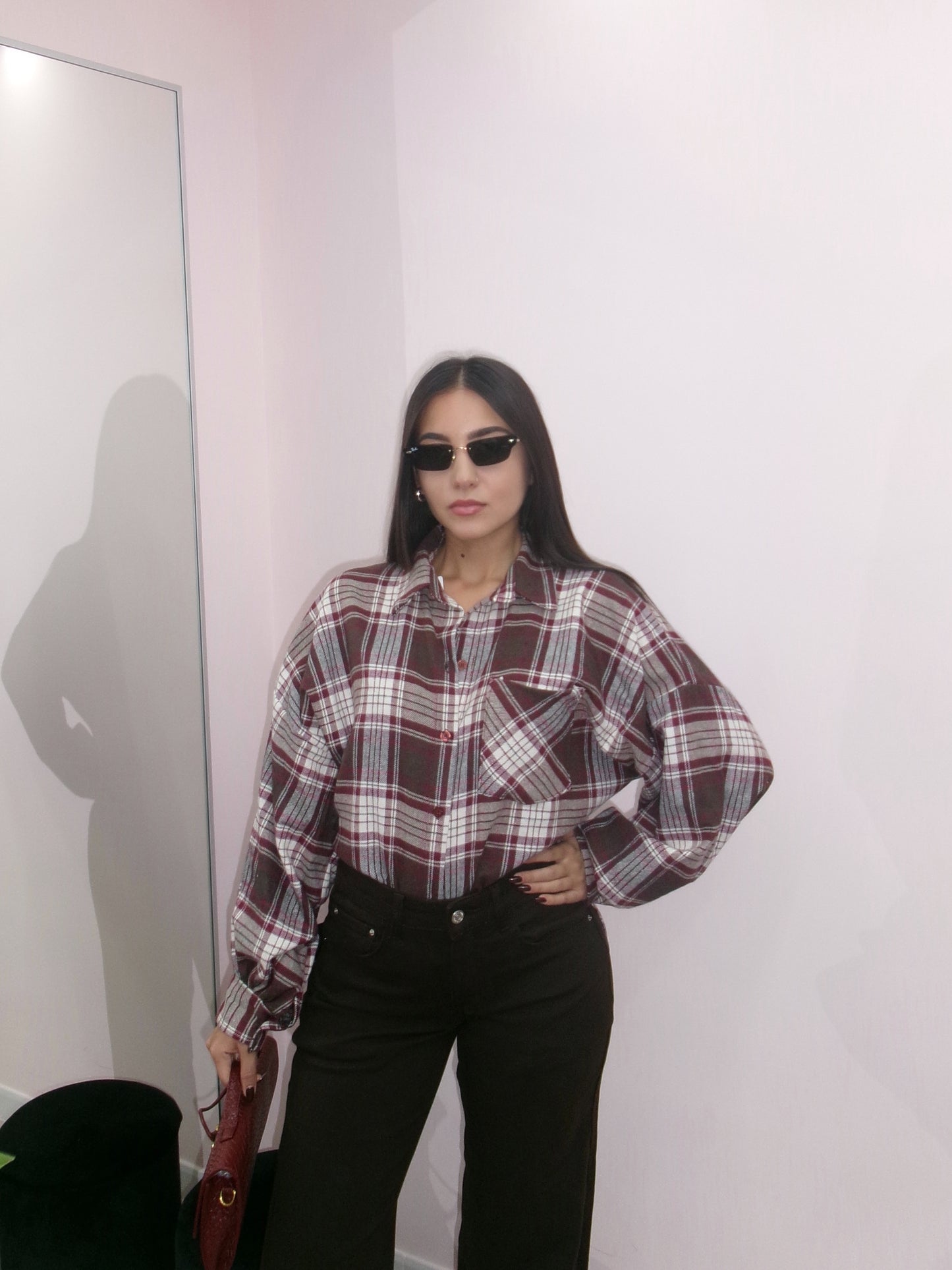 CAMICIA QUADRI BORDEAUX