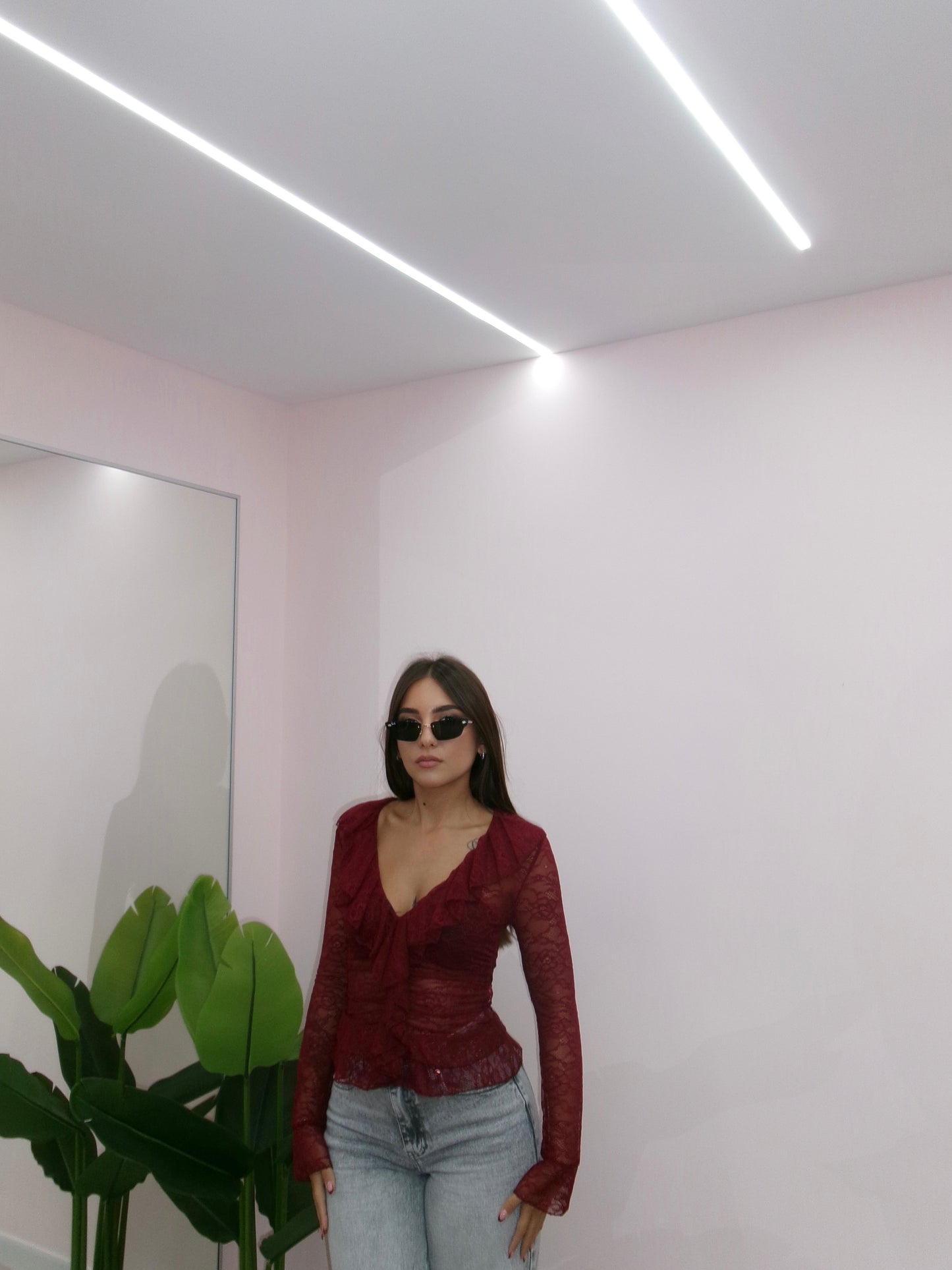 MAGLIA IN PIZZO BORDEAUX