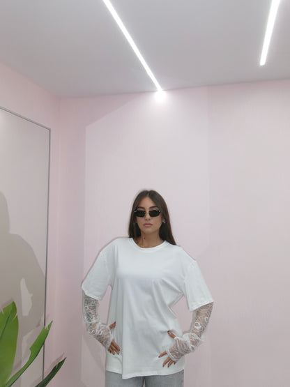 MAGLIA MANICA IN PIZZO