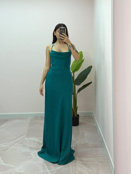 DRESS JASMINE IN RASO SMERALDO