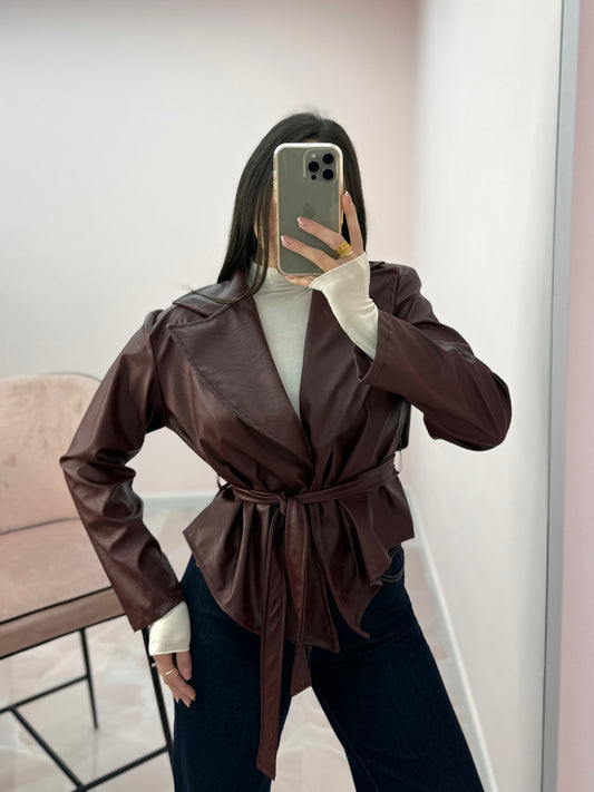 GIACCA ECOPELLE CON CINTURA